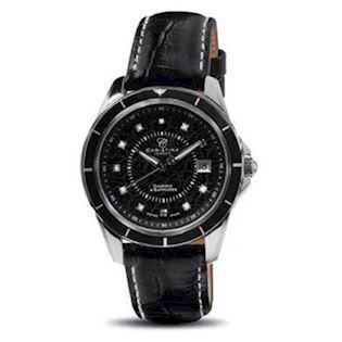 149SBLBL Christina Design London ur med sort metal skive og sort læderrem